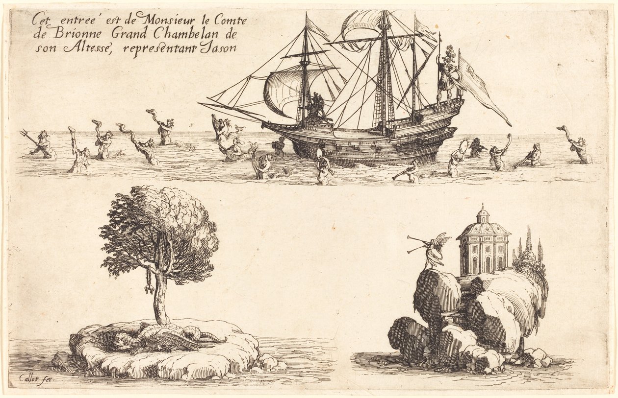 Vstup pana le Comte de Brionne, velkého komorníka Jeho Výsosti, zastupující Jasona od Jacques Callot
