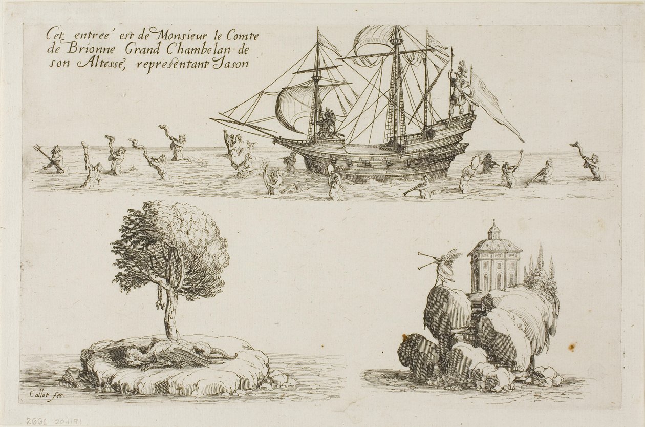 Vstup pana le Comte de Brionne, velkého komořího Jeho Výsosti, zastupujícího Jasona, z Boje u bariéry od Jacques Callot