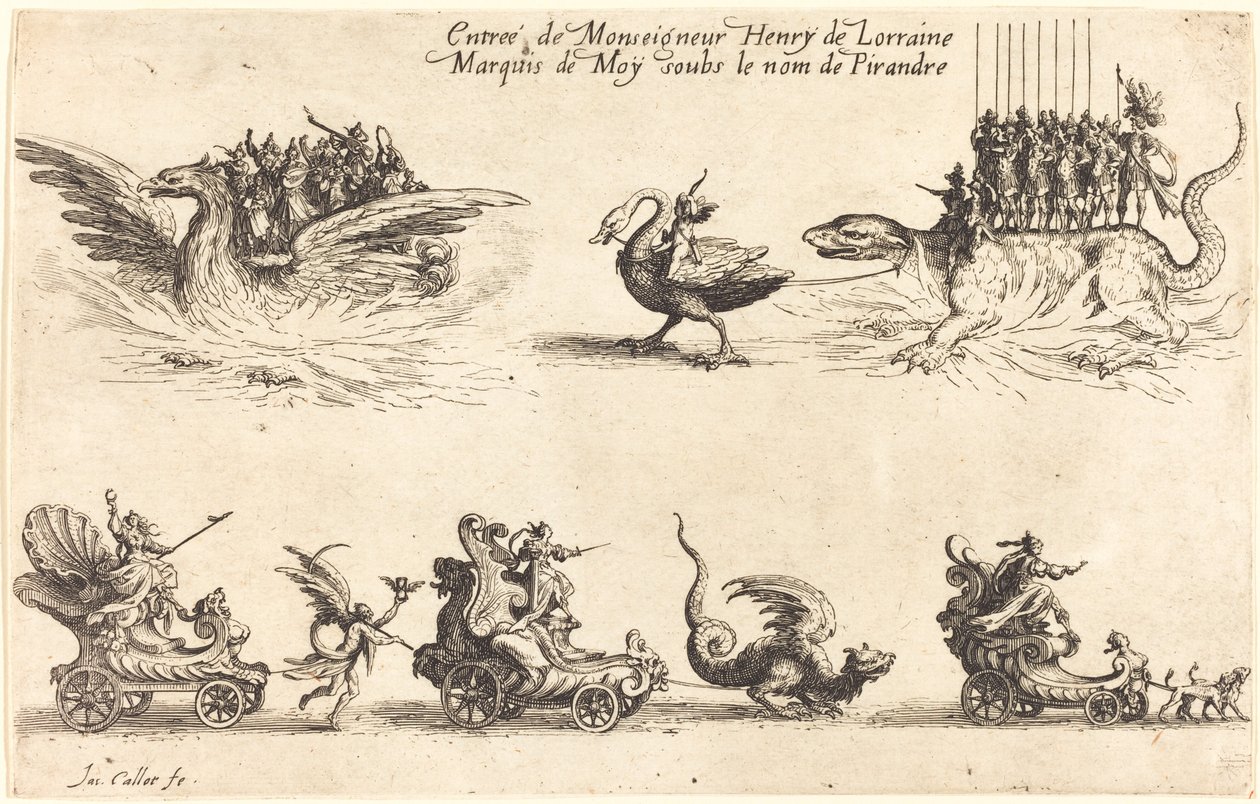 Vstup monseigneura Henryho de Lorraine, markýze de Moy, pod jménem Pirandre, 1627. od Jacques Callot