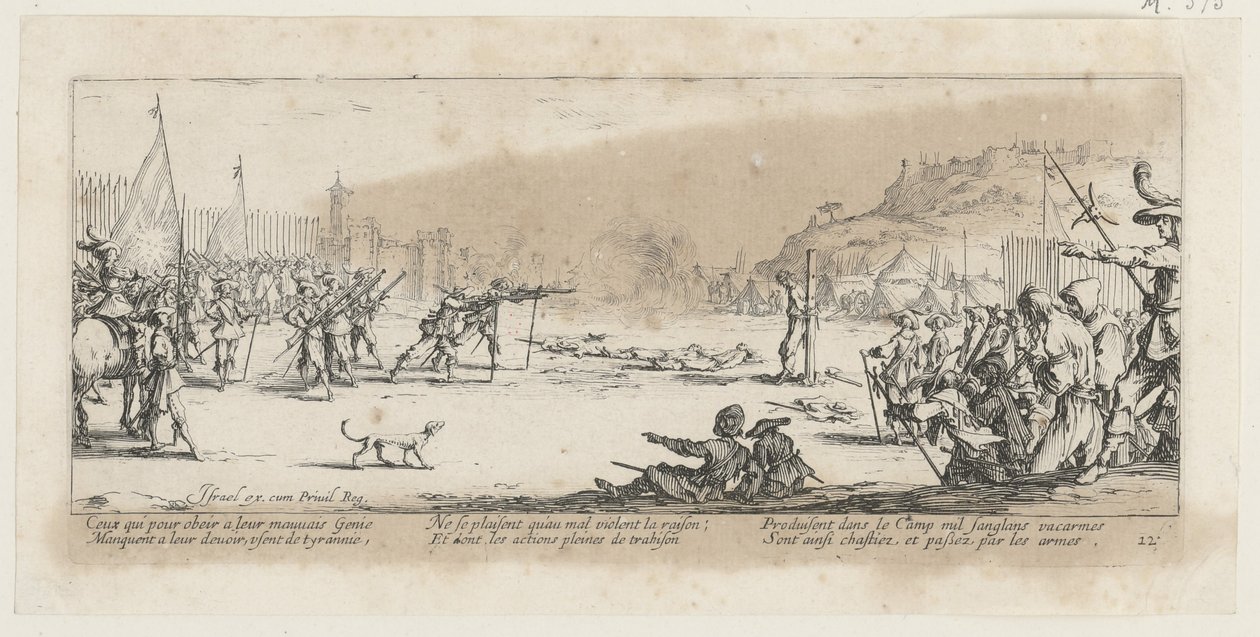 Poprava, list 12 ze série „Hrůzy války“ od Jacques Callot