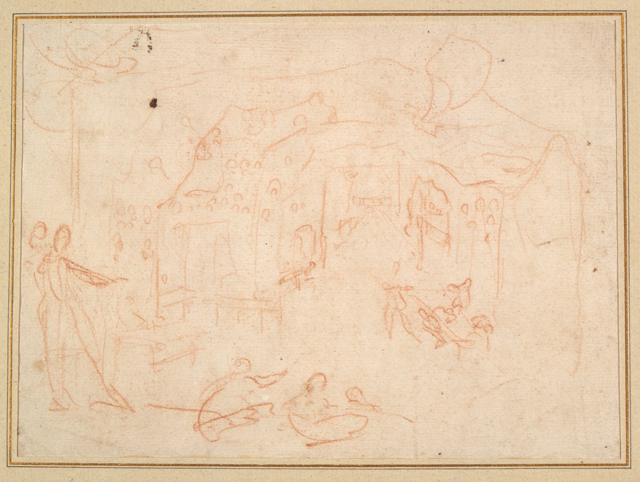Figurální studie (recto); Scéna (verze) od Jacques Callot