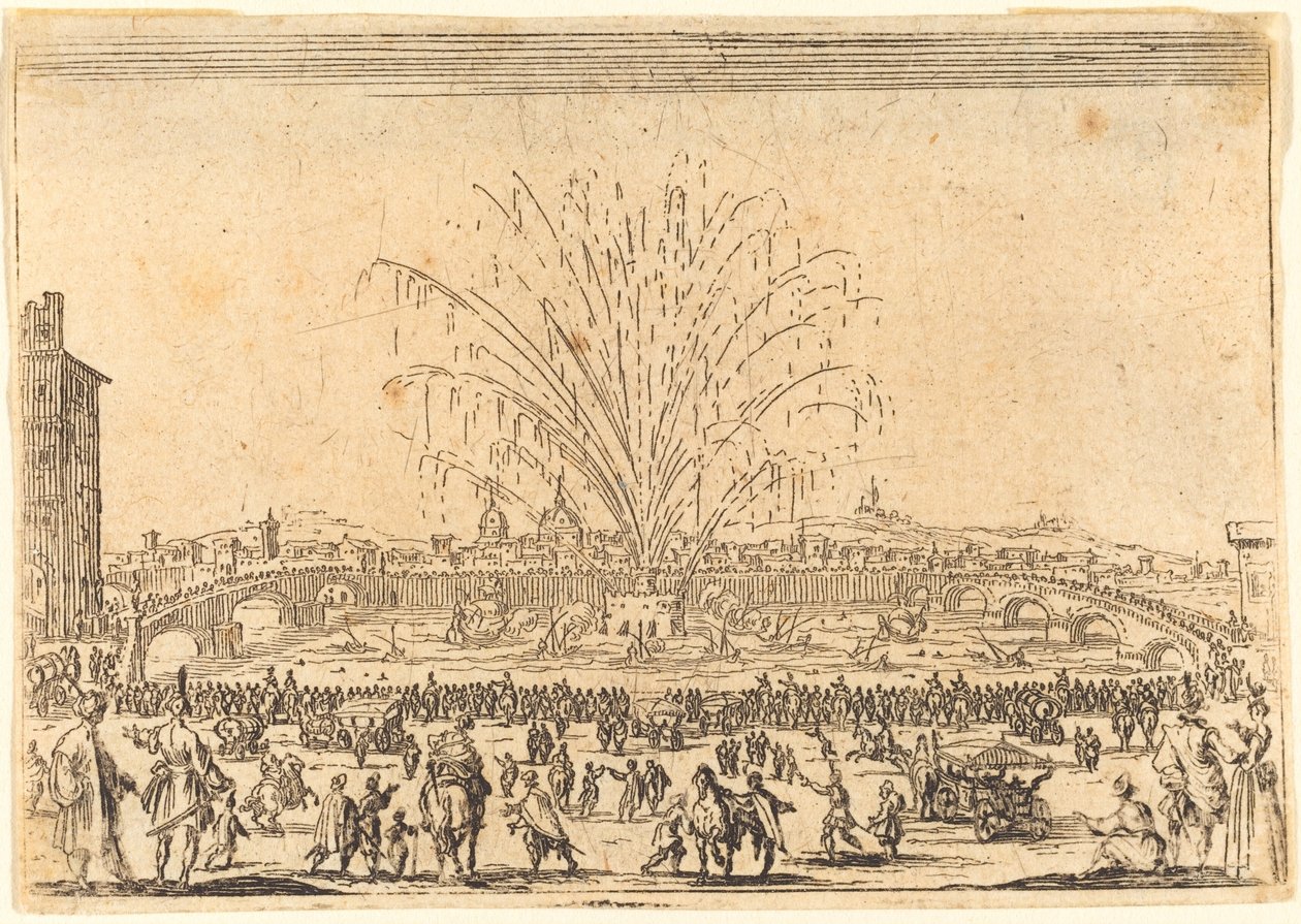 Ohňostroj na Arno, Florencie od Jacques Callot