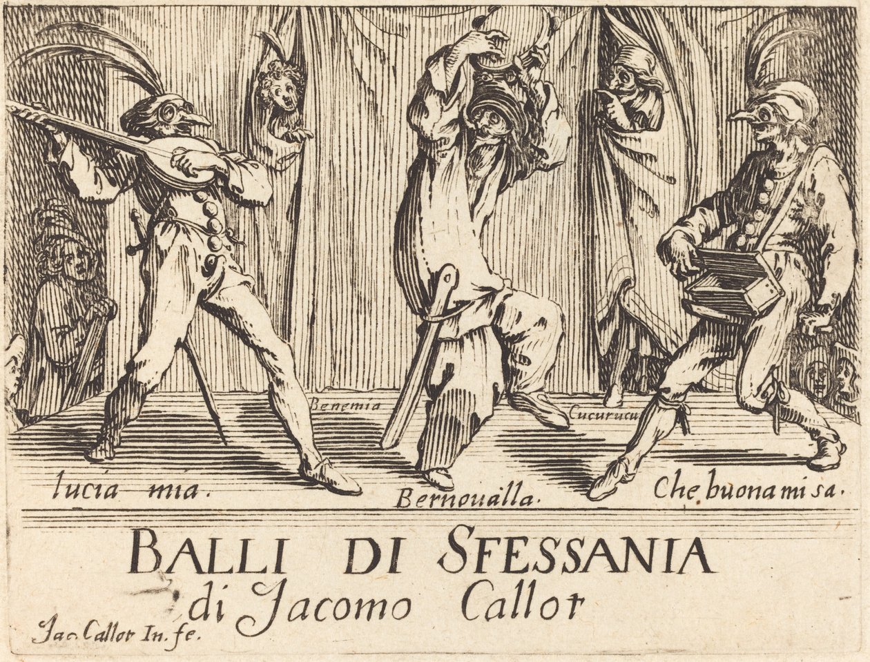 Frontispis pro "Balli di Sfessania" od Jacques Callot