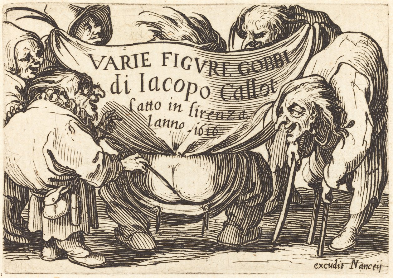 Frontispiece pro "Varie Figure Gobbi" (Různé figurky s hrbem) od Jacques Callot
