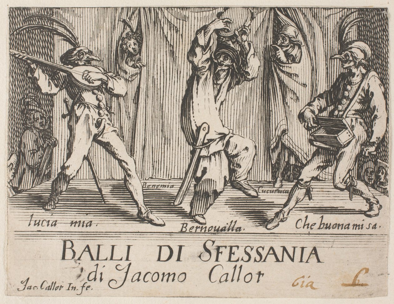 Frontispiece, z Balli di Sfessania od Jacques Callot