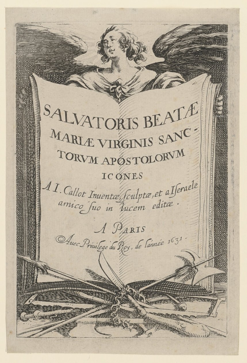Frontispis, list 1 ze série „Ježíš, dvanáct apoštolů a Marie“ od Jacques Callot
