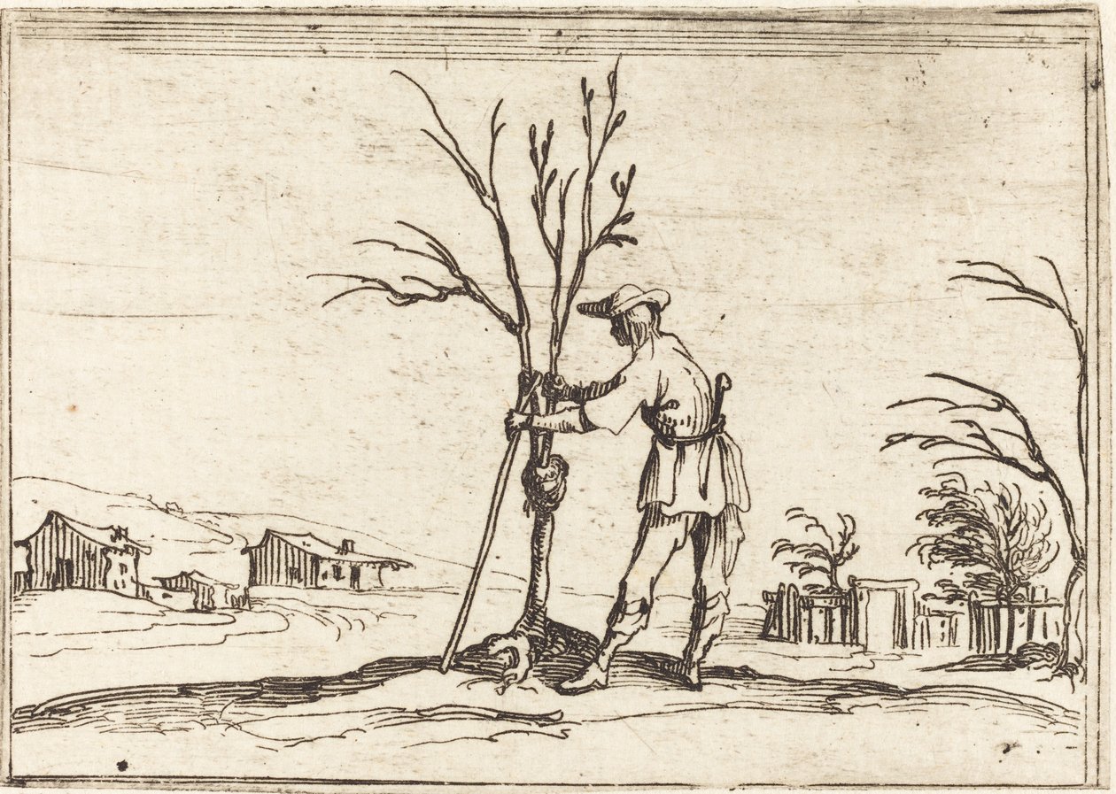 Zahradník prořezává strom od Jacques Callot