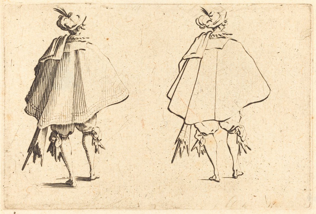 Gentleman ve velkém plášti, při pohledu zezadu od Jacques Callot