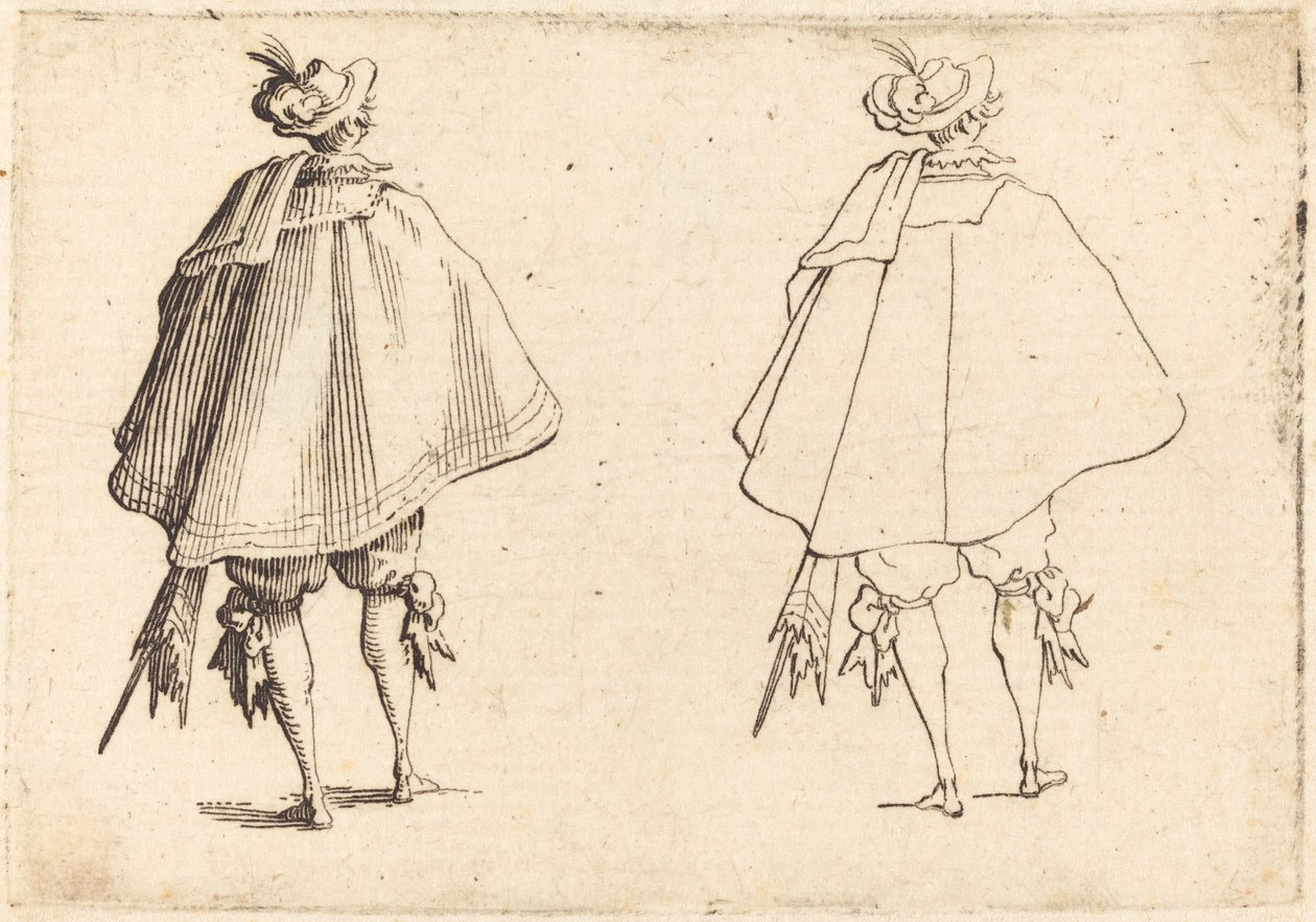Gentleman ve velkém plášti, při pohledu zezadu od Jacques Callot