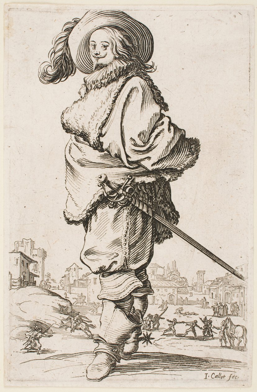 Gentleman v plášti lemovaném kožešinou, ze série „The Nobility of Lorraine“ od Jacques Callot