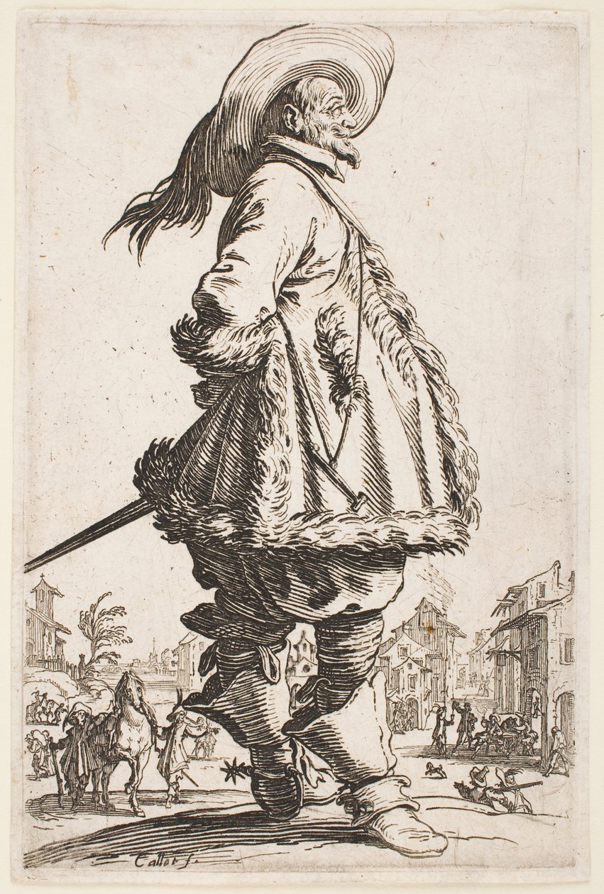Gentleman v kabátě s kožešinovým lemováním, ze série „The Nobility of Lorraine“ od Jacques Callot