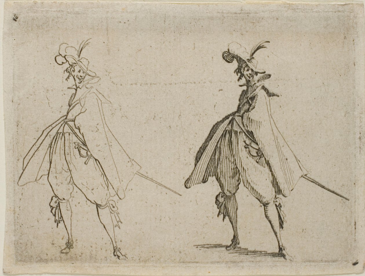Pán ve velkém plášti, pohled zepředu, z filmu Caprices od Jacques Callot