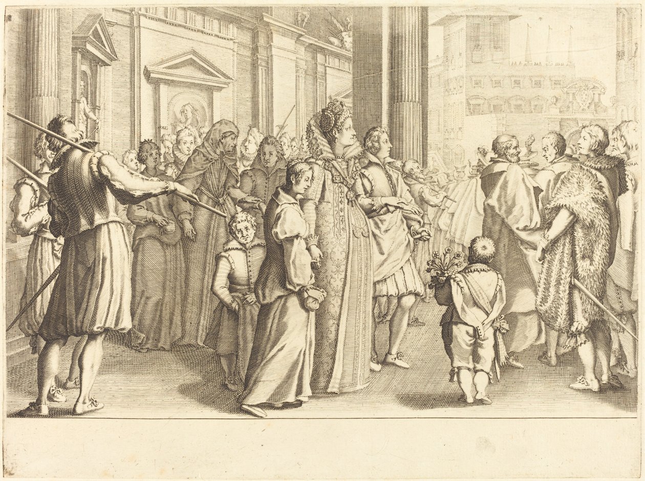 Velkovévodkyně v průvodu mladých dívek od Jacques Callot