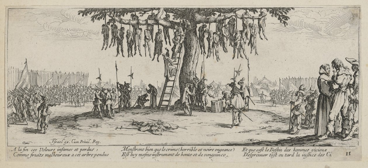 Instalace, list 11 ze série „Šedé odstíny války“ od Jacques Callot