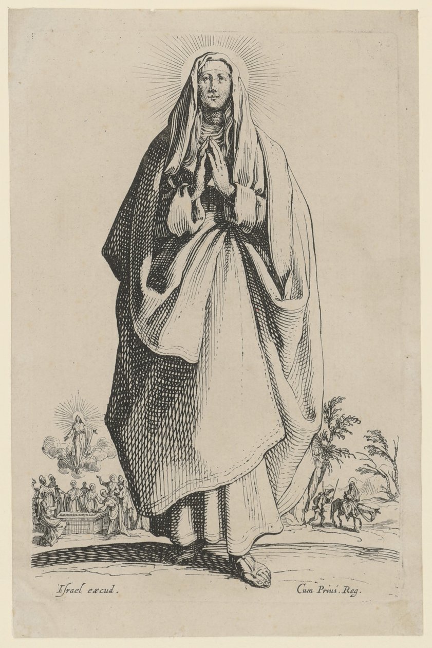 Panna Maria, list č. 3 ze série „Ježíš, dvanáct apoštolů a Maria“ od Jacques Callot
