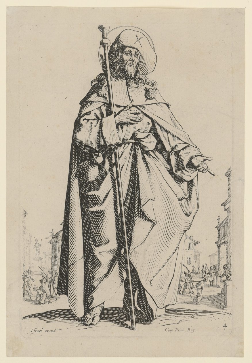 Svatý Jakub Starší, list 7 ze série „Ježíš, dvanáct apoštolů a Marie“ od Jacques Callot