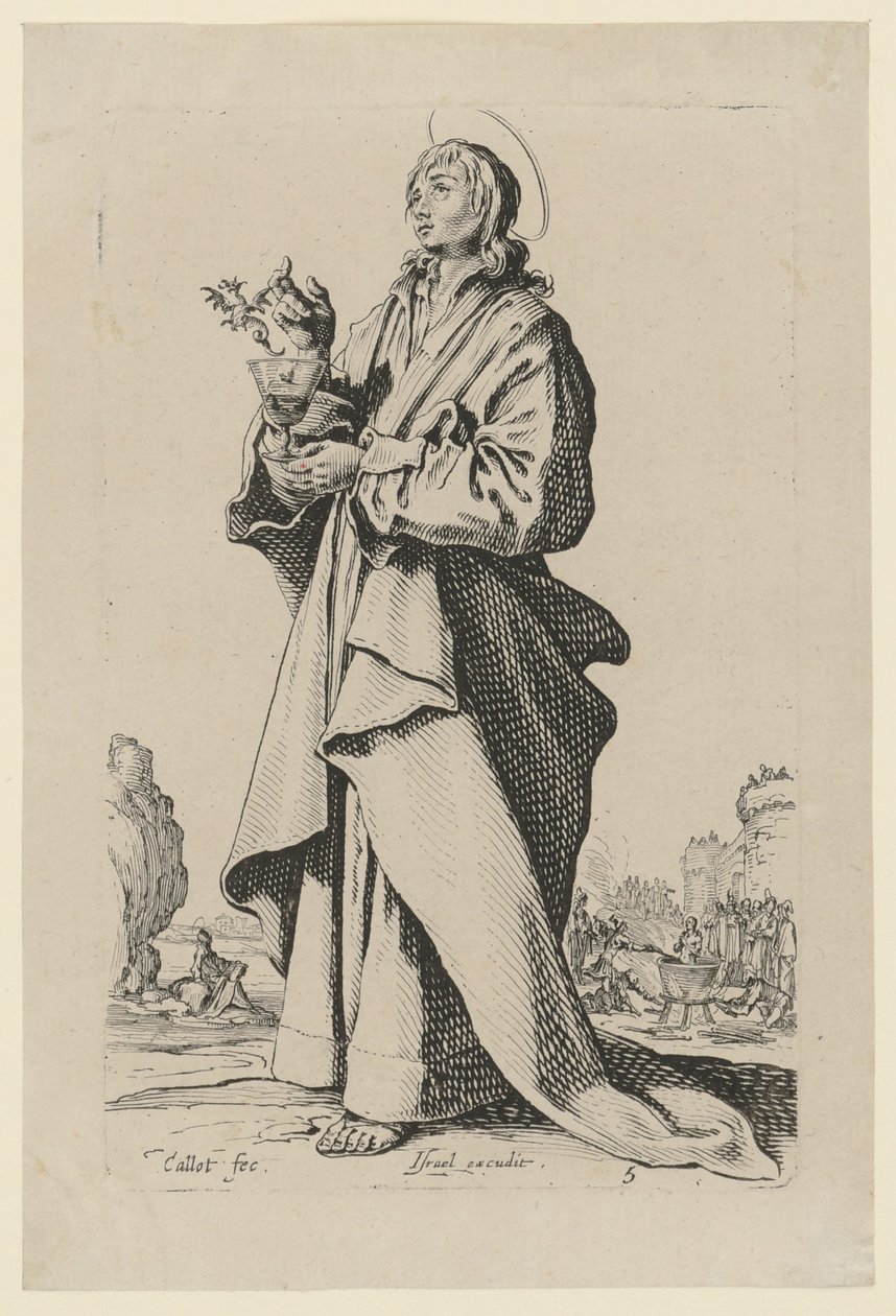 Svatý Jan Evangelista, list č. 8 ze série „Ježíš, dvanáct apoštolů a Marie“ od Jacques Callot