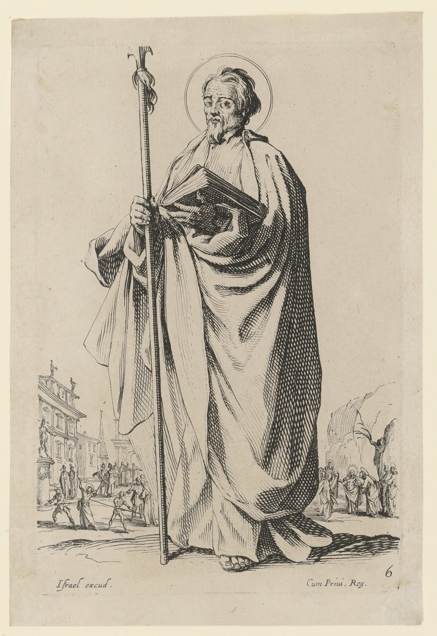 Svatý Tomáš, list 10 ze série „Ježíš, dvanáct apoštolů a Marie“ od Jacques Callot