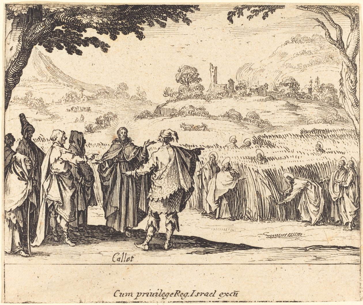 Ježíš s farizeji od Jacques Callot
