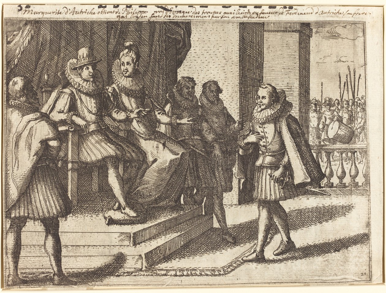 Král a královna v poradě o Turcích [recto] od Jacques Callot