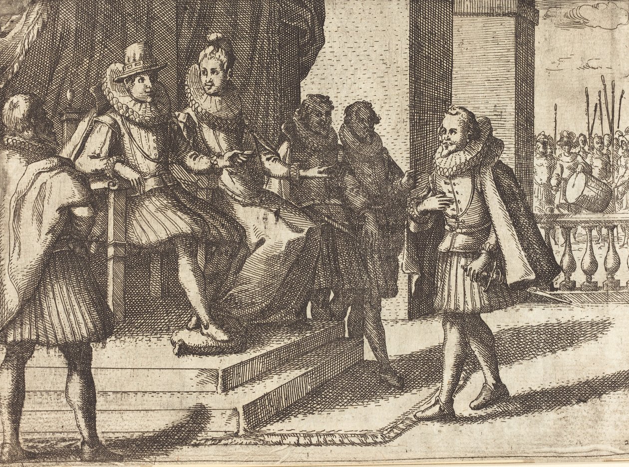 Král a královna v poradě o Turcích [recto], 1612. od Jacques Callot