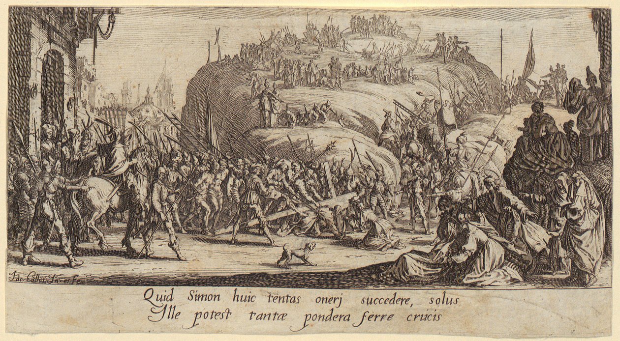 Nesení kříže, list 6 ze série „Velké utrpení“ od Jacques Callot