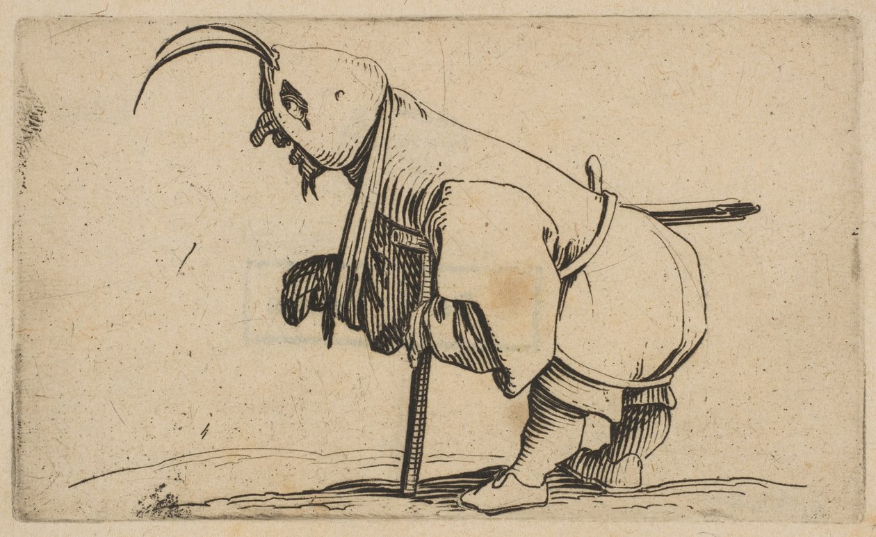 LEstropié au Capuchon Žebrák v kápi, z Varie Figure Gobbi, suita appe..., 1616-22. od Jacques Callot