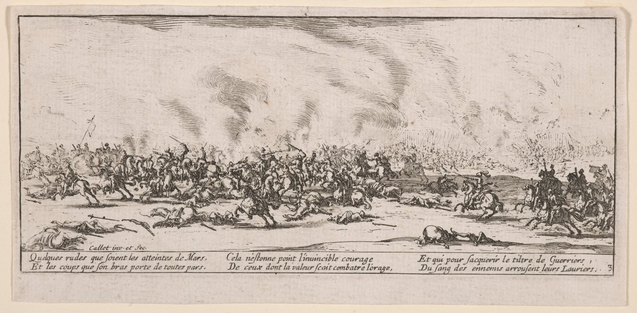 Bitva, ilustrace z Velké bídy války od Jacques Callot