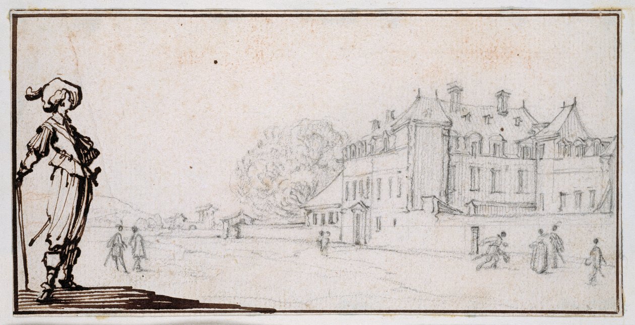 La Romaine, majetek Clauda Derueta (černá křída a inkoust na papíře) od Jacques Callot