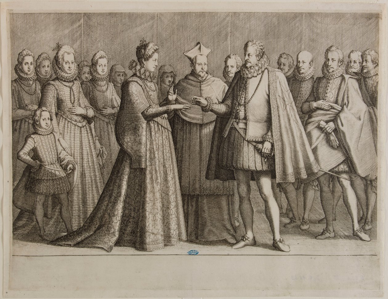 Život Ferdinanda I. de’ Medici, Svatba Ferdinanda I. První číslo ze série 16 dokončených kusů a 2 dodatečných kusů (Lieure 147, Meaume 534) od Jacques Callot