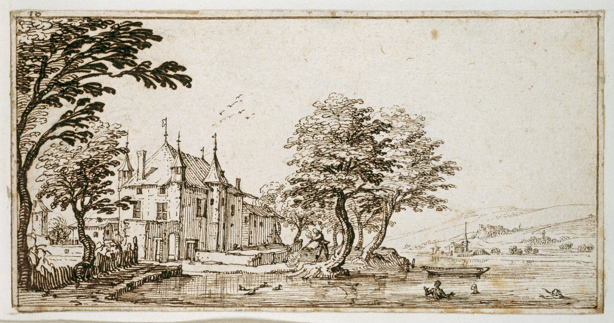La Vieille Malgrange (pero a hnědý inkoust na papíře) od Jacques Callot
