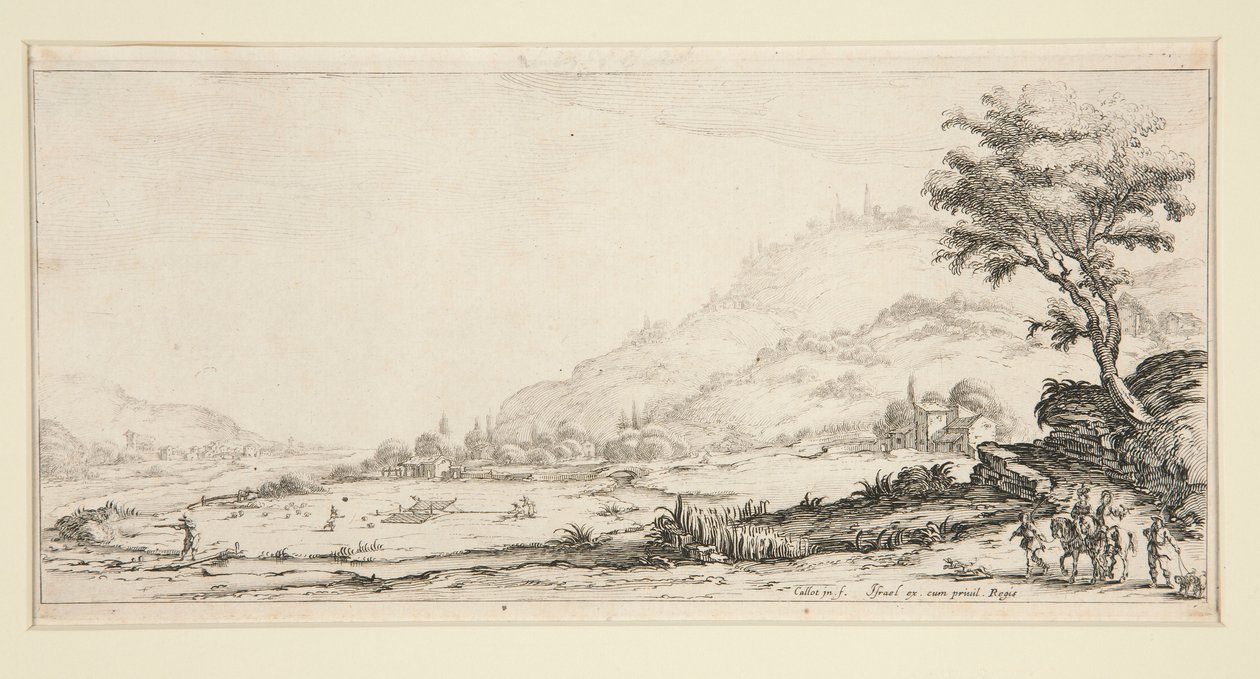 Lov ptáků, z Krajiny pro Giovanni de Medici od Jacques Callot