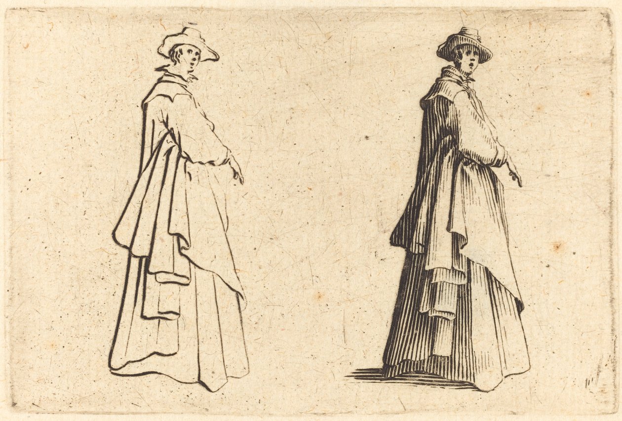 Dáma ve velkém kabátě od Jacques Callot