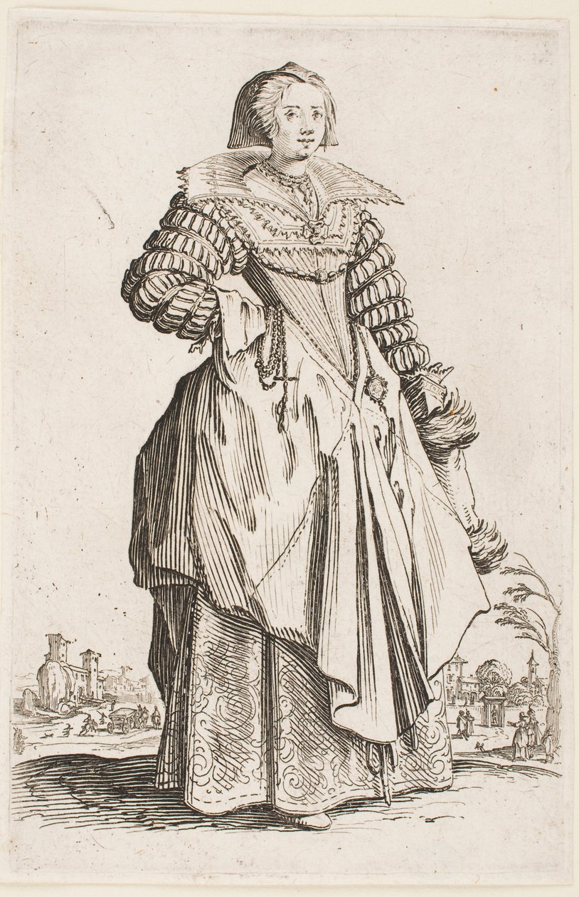 Dáma v širokém límci, ze série „Šlechta z Lorraine“ od Jacques Callot