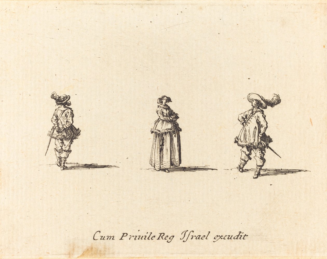 Dáma se založenýma rukama a dva pánové od Jacques Callot
