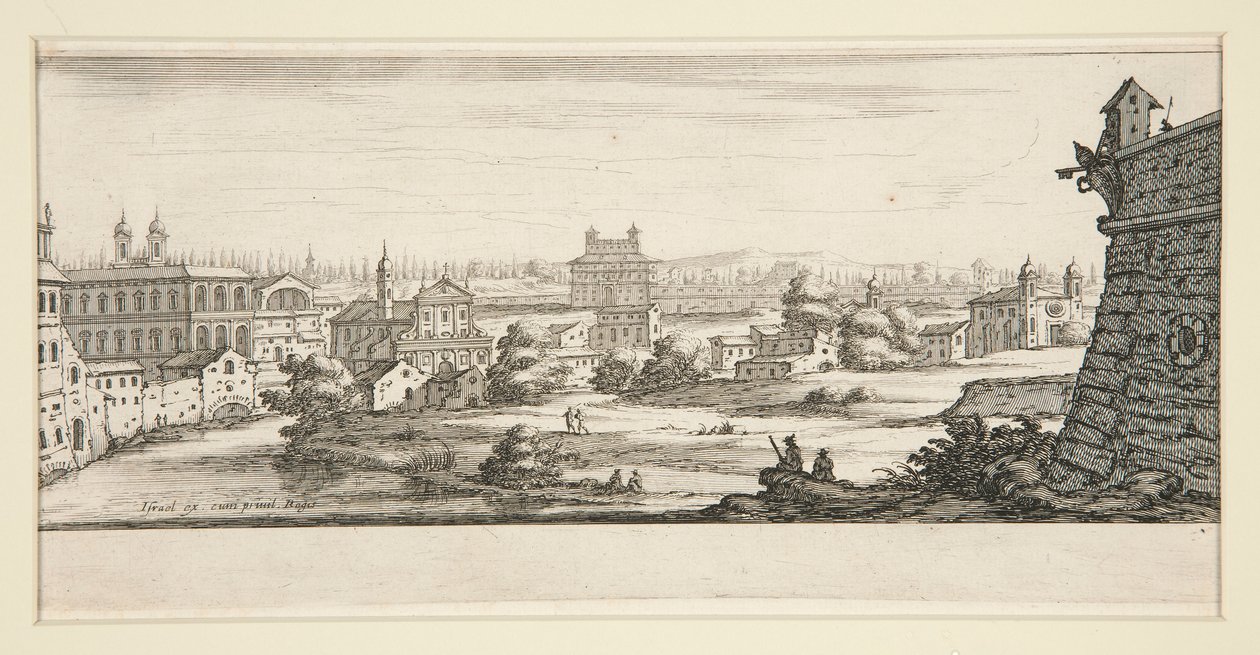 Krajina s velkými, impozantními budovami od Jacques Callot