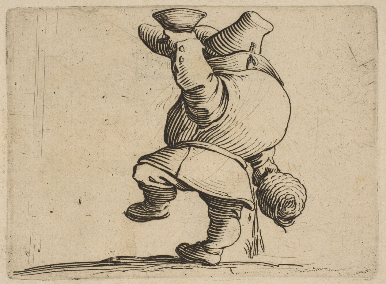 Le Buveur Vu de Dos Piják viděný zezadu, z Varie Figure Gobbi, suita appe..., 1616-22. od Jacques Callot