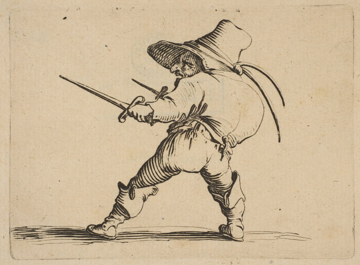 Soubojník s mečem a dýkou, z Varie ..., 1616-22. od Jacques Callot