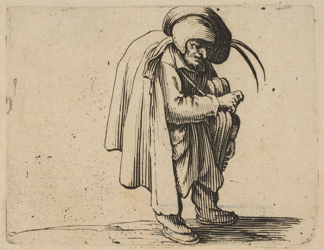 Le Jouer de Vielle Hráč na Hurdy-Gurdy, z Varie Figure Gobbi, suita nazvaná aus..., 1616-22. od Jacques Callot
