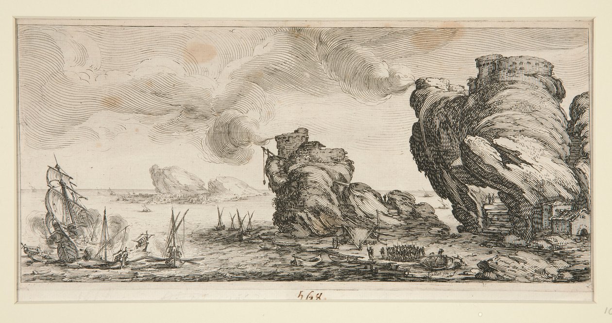 Le combat námořní (námořní bitva), z Krajiny pro Giovanni de Medici od Jacques Callot