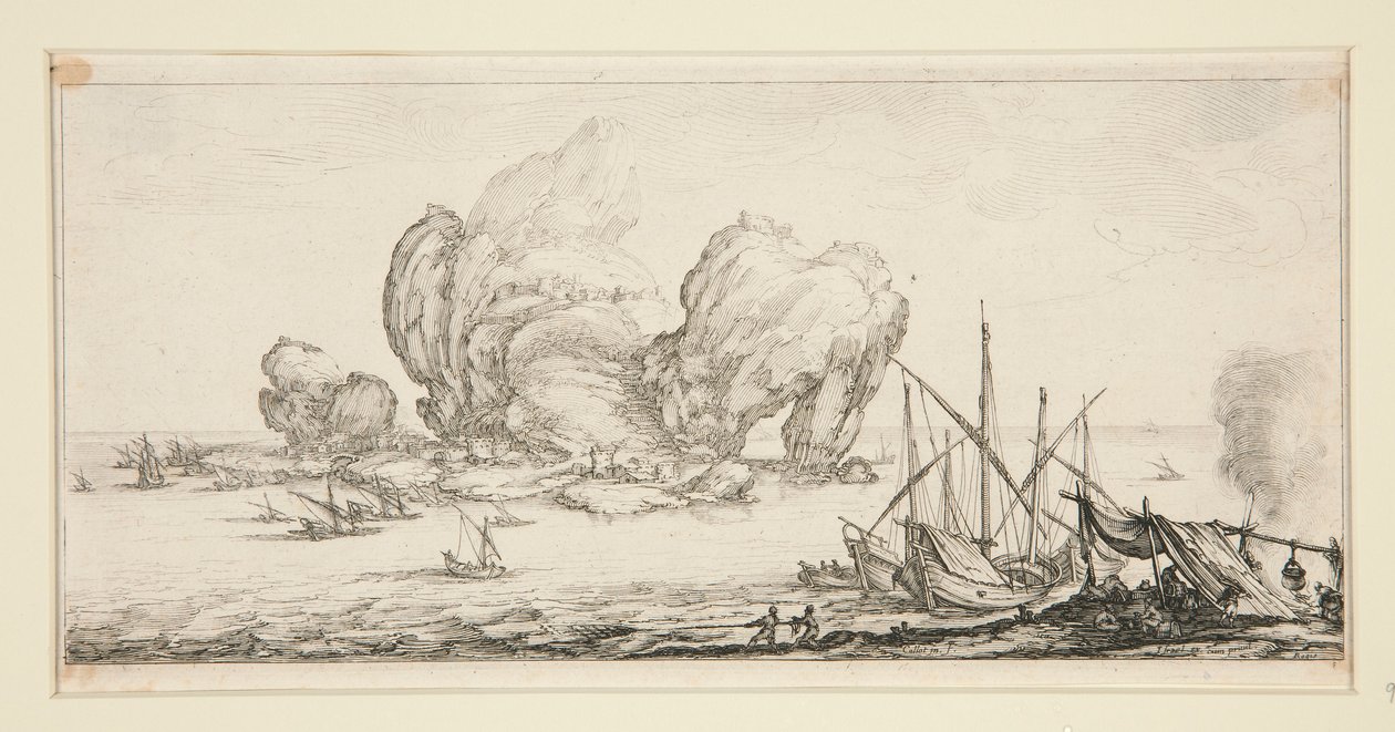 Le grand rocher (Obrovská skála), z Krajiny pro Giovanniho de Medici od Jacques Callot
