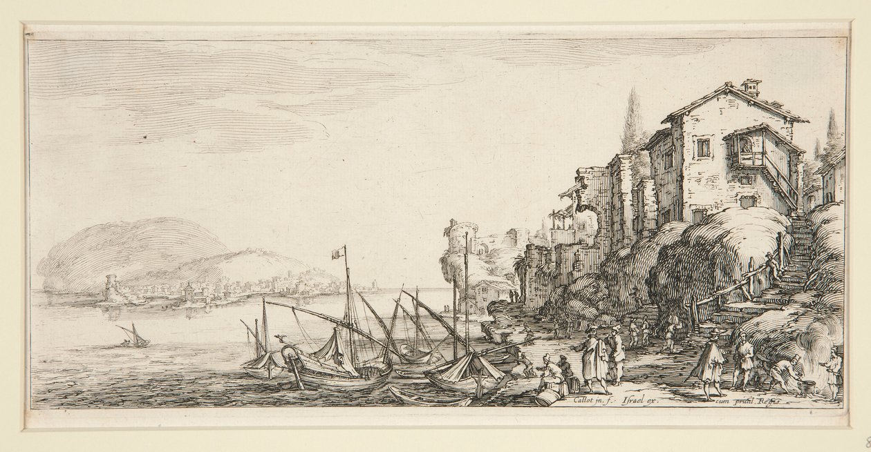 Le petit port (Malý přístav), z Krajiny pro Giovanni de Medici od Jacques Callot