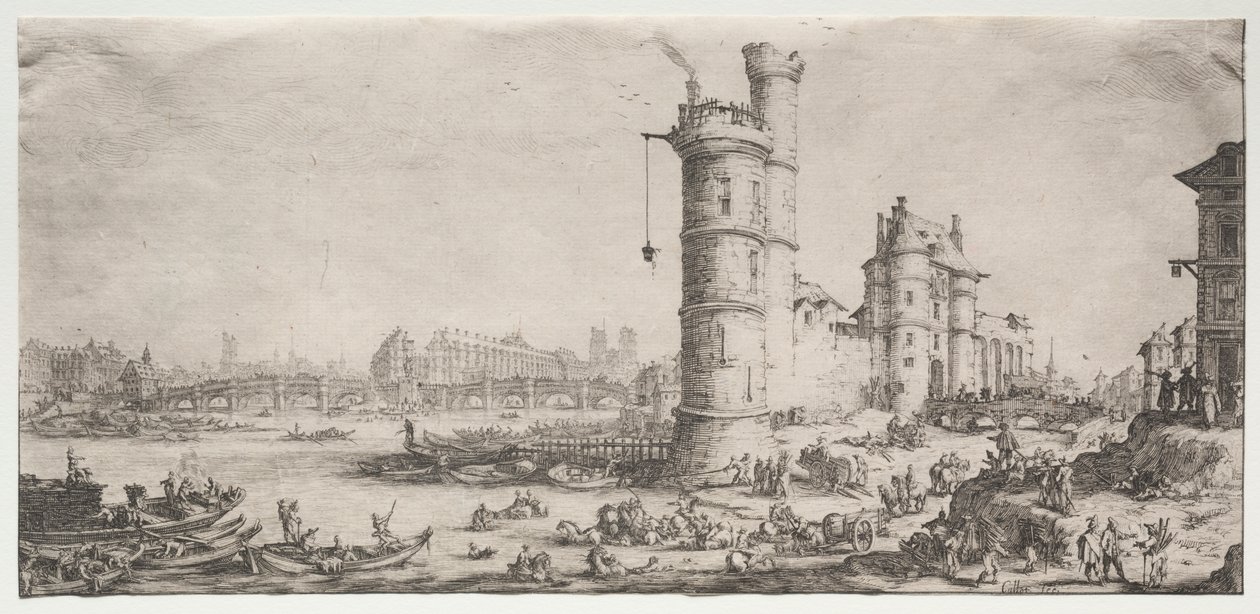 Dva skvělé výhledy na Paříž: Pohled na Pont Neuf od Jacques Callot