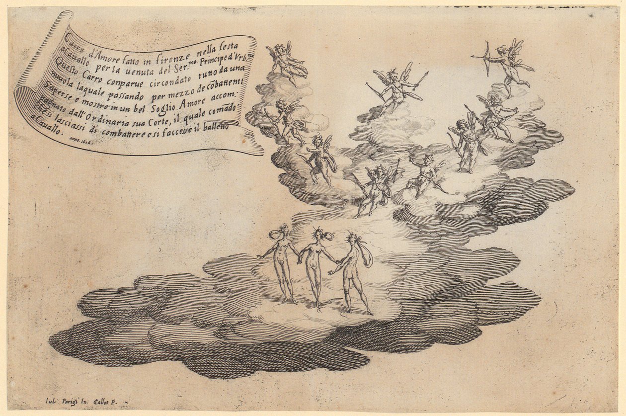Vůz lásky, list 5 ze série „Válka krásy“ od Jacques Callot