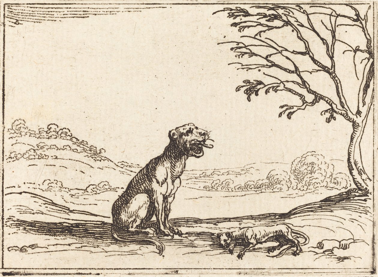 Lvice truchlí nad svým mládětem. od Jacques Callot