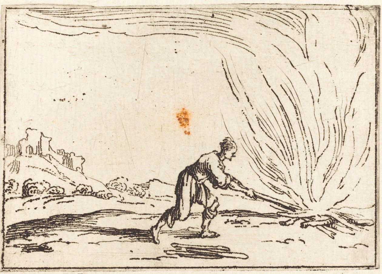 Muž navštěvující požár od Jacques Callot