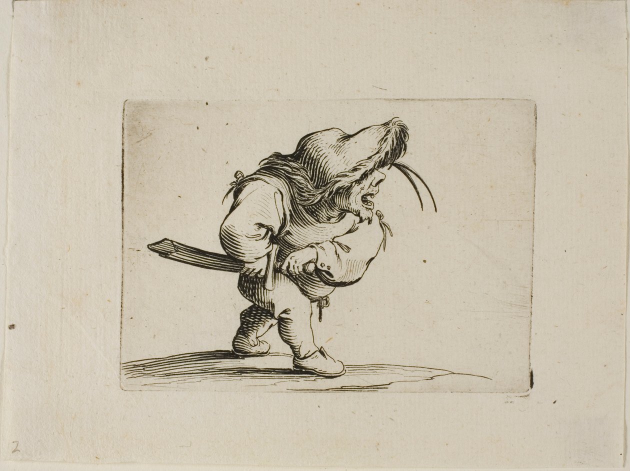 Muž se připravuje tasit svůj meč z Varie Figure Gobbi od Jacques Callot