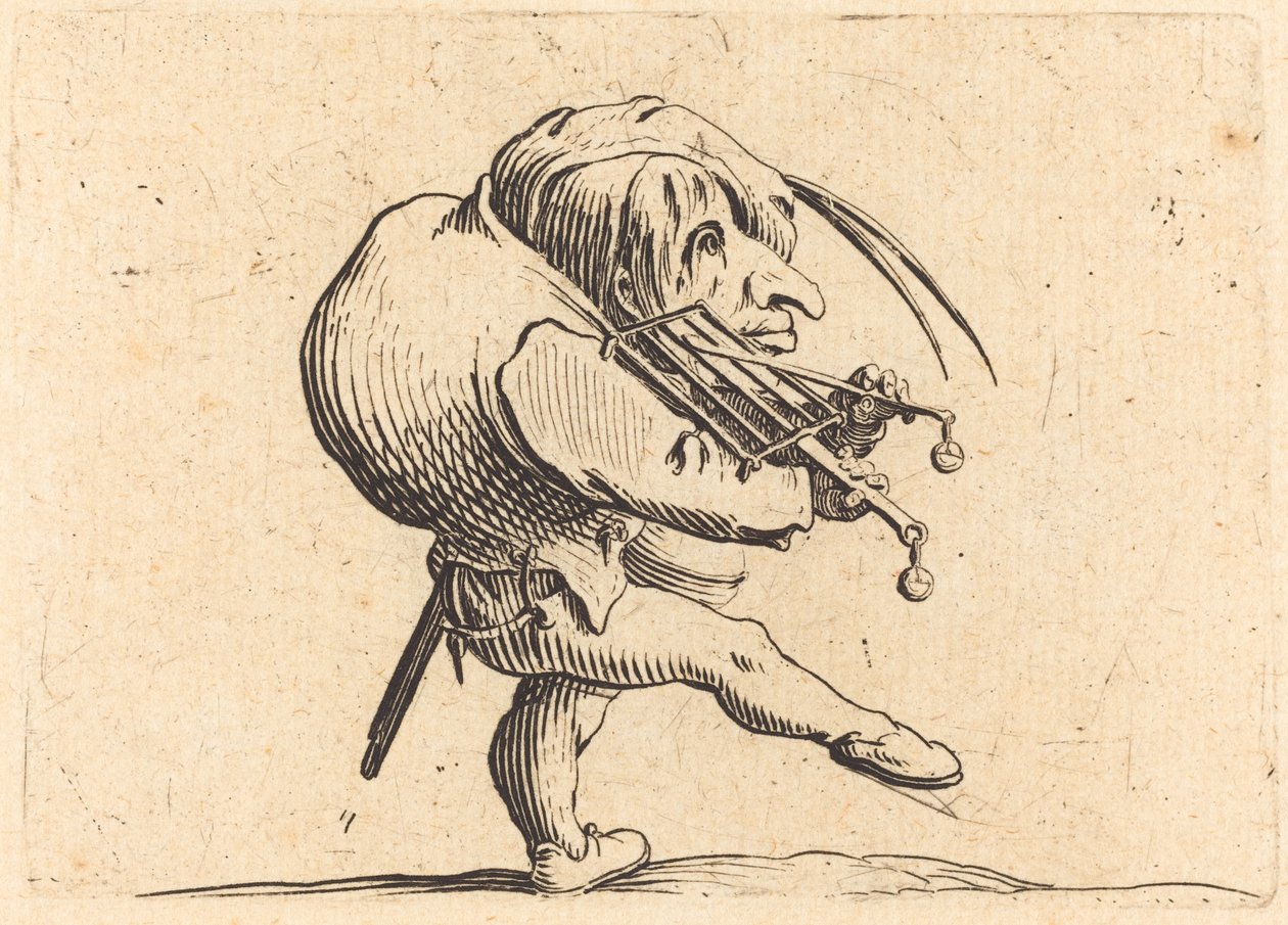 Muž škrábání grilu od Jacques Callot