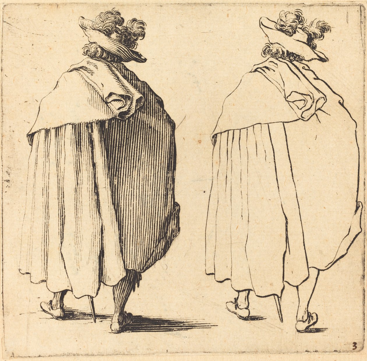 Muž v plášti, při pohledu zezadu od Jacques Callot
