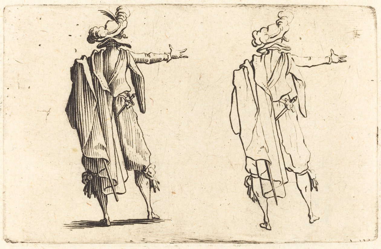 Muž viděný zezadu s nataženou pravou paží od Jacques Callot